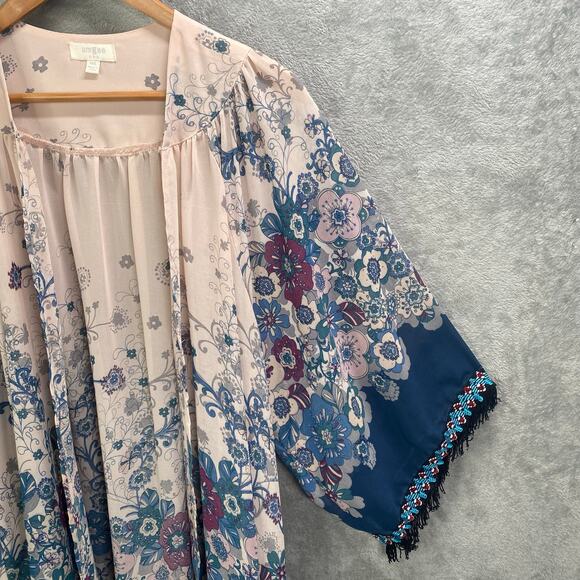 Umgee‎ Kimono Size M/L Floral Fringe Indie Boho Chic Fairy Grunge Festival - Picture 4 of 13